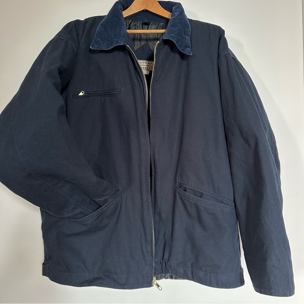 Men’s Colorado Timberline Canvas Work Jacket Navy Corduroy Collar Quilted 2XL